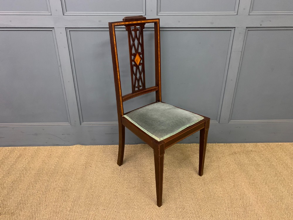 Edwardian Set of 4 Inlaid Mahogany Chairs View IX