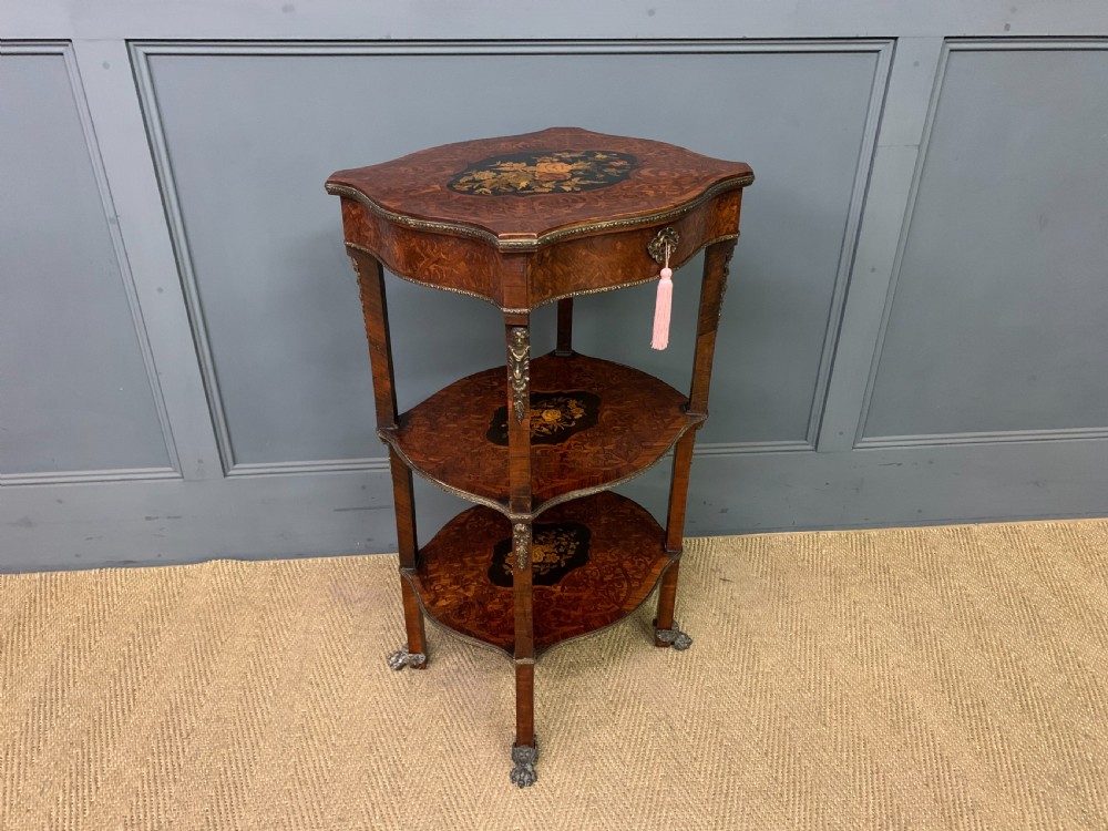 Floral Marquetry Etagere / Work Table View X