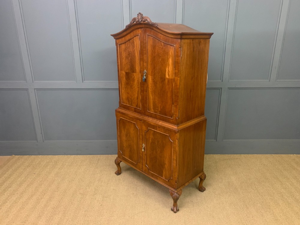 Burr Walnut Domed Top Cocktail Cabinet View X