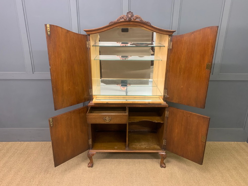 Burr Walnut Domed Top Cocktail Cabinet View XII