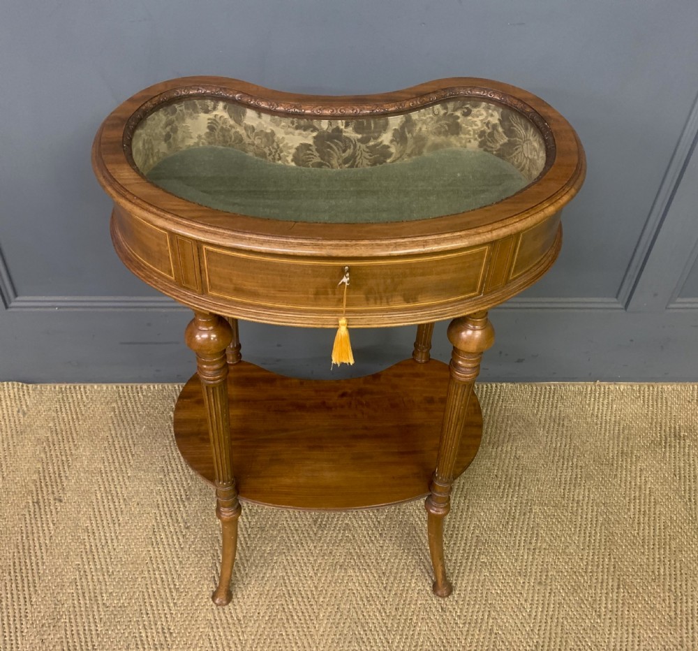 Mahogany and Satinwood Kidney Shaped Bijouterie Table