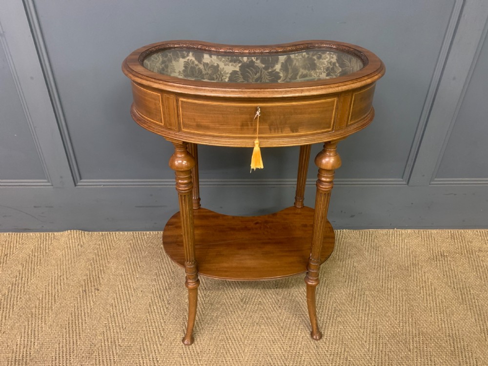 Mahogany and Satinwood Kidney Shaped Bijouterie Table View II