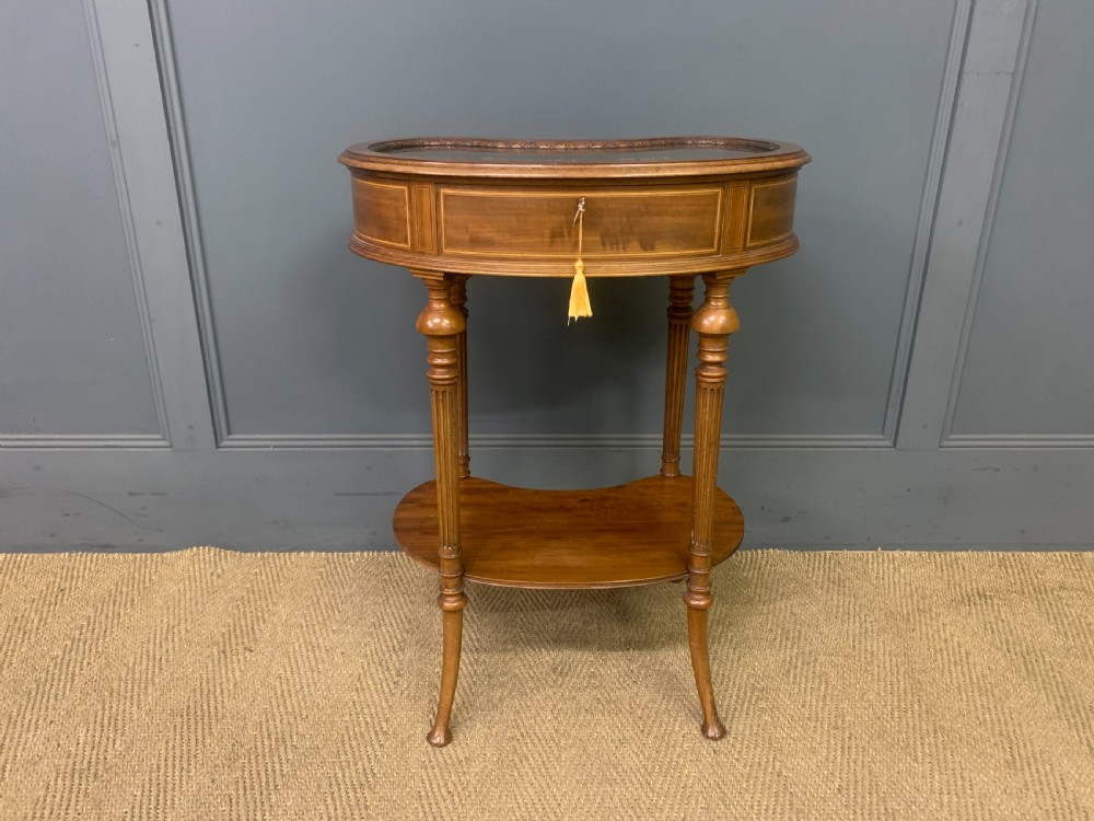 Mahogany and Satinwood Kidney Shaped Bijouterie Table View III