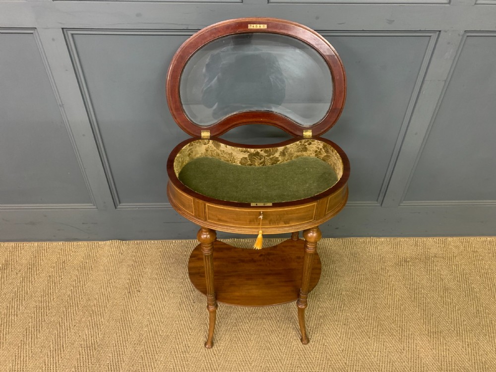 Mahogany and Satinwood Kidney Shaped Bijouterie Table View VIII