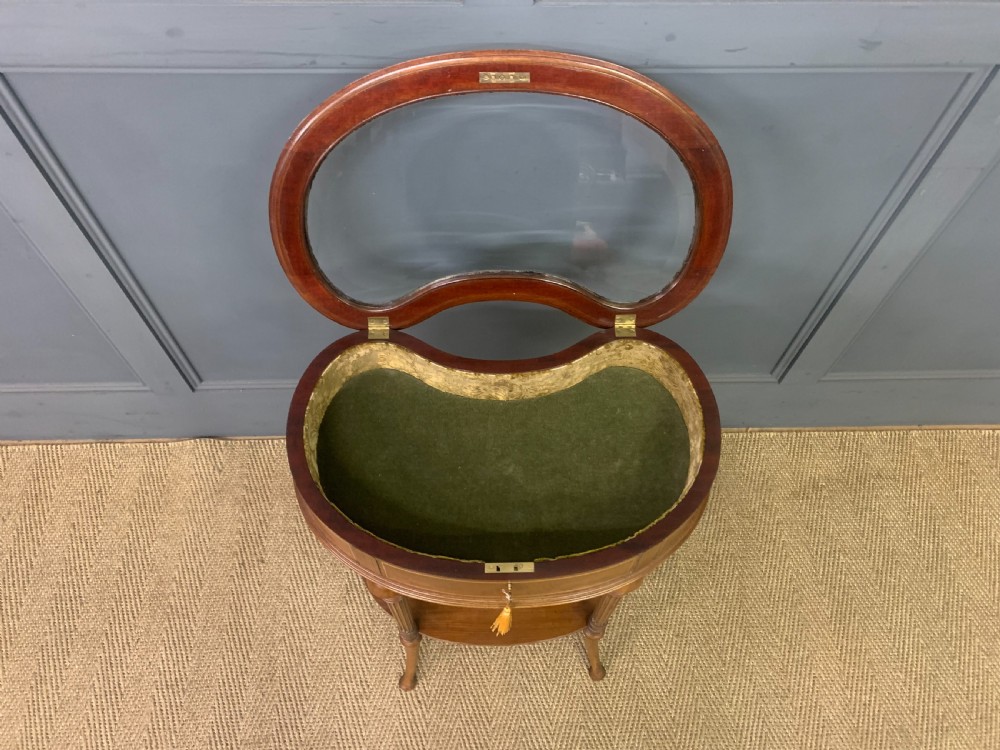 Mahogany and Satinwood Kidney Shaped Bijouterie Table View IX