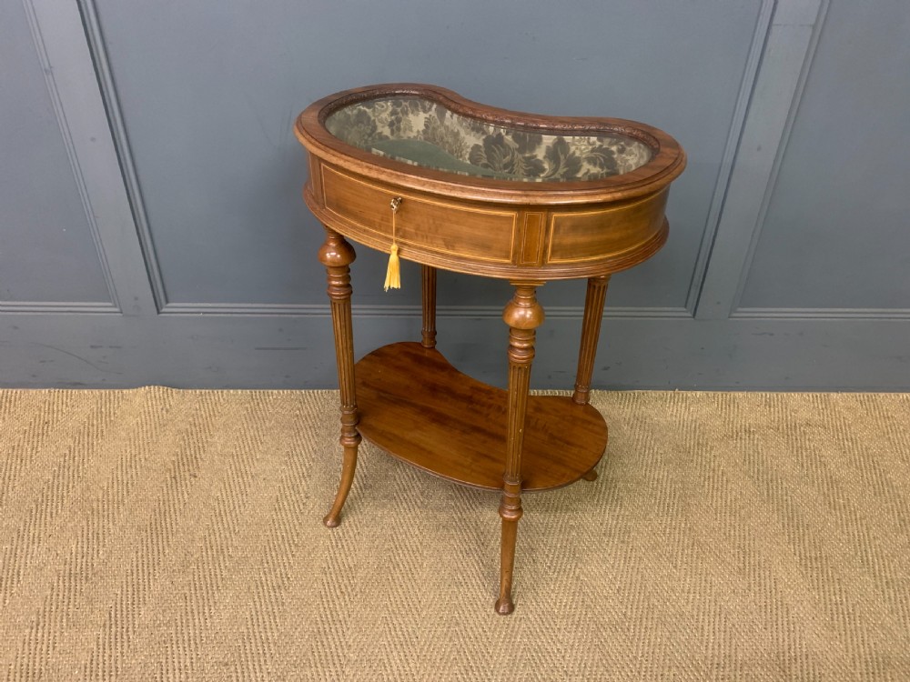 Mahogany and Satinwood Kidney Shaped Bijouterie Table View X
