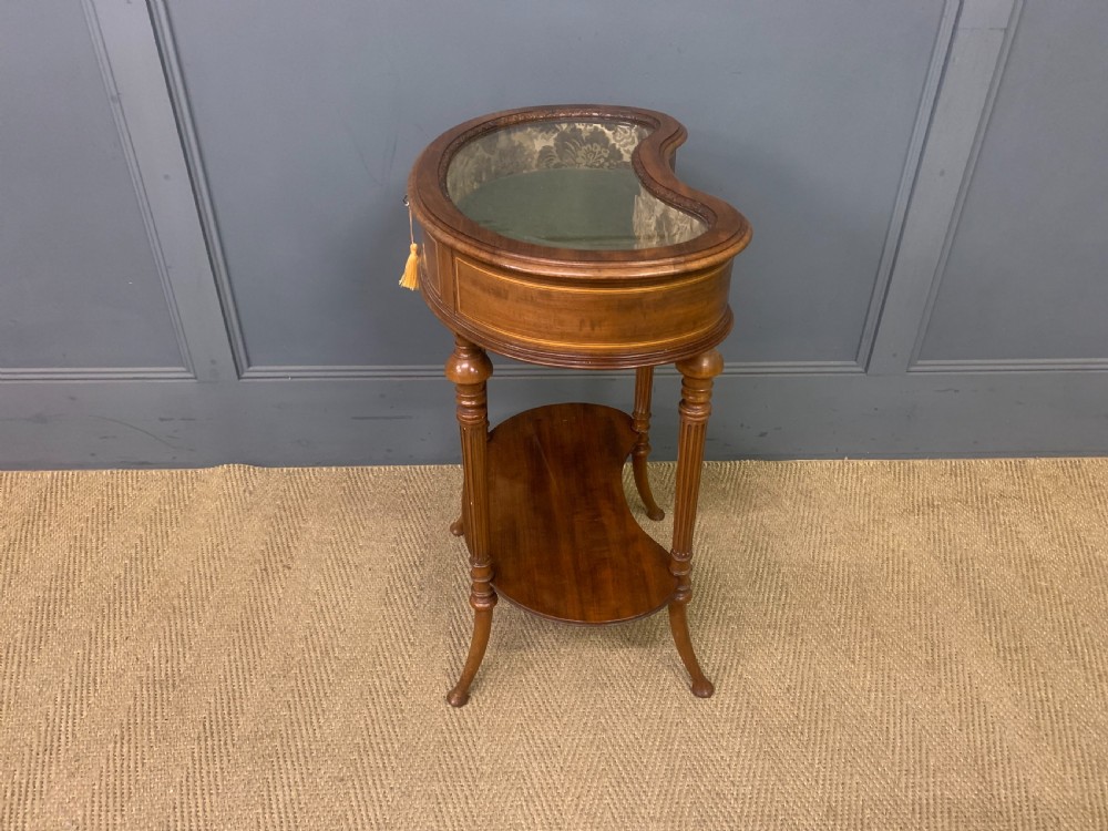 Mahogany and Satinwood Kidney Shaped Bijouterie Table View XII