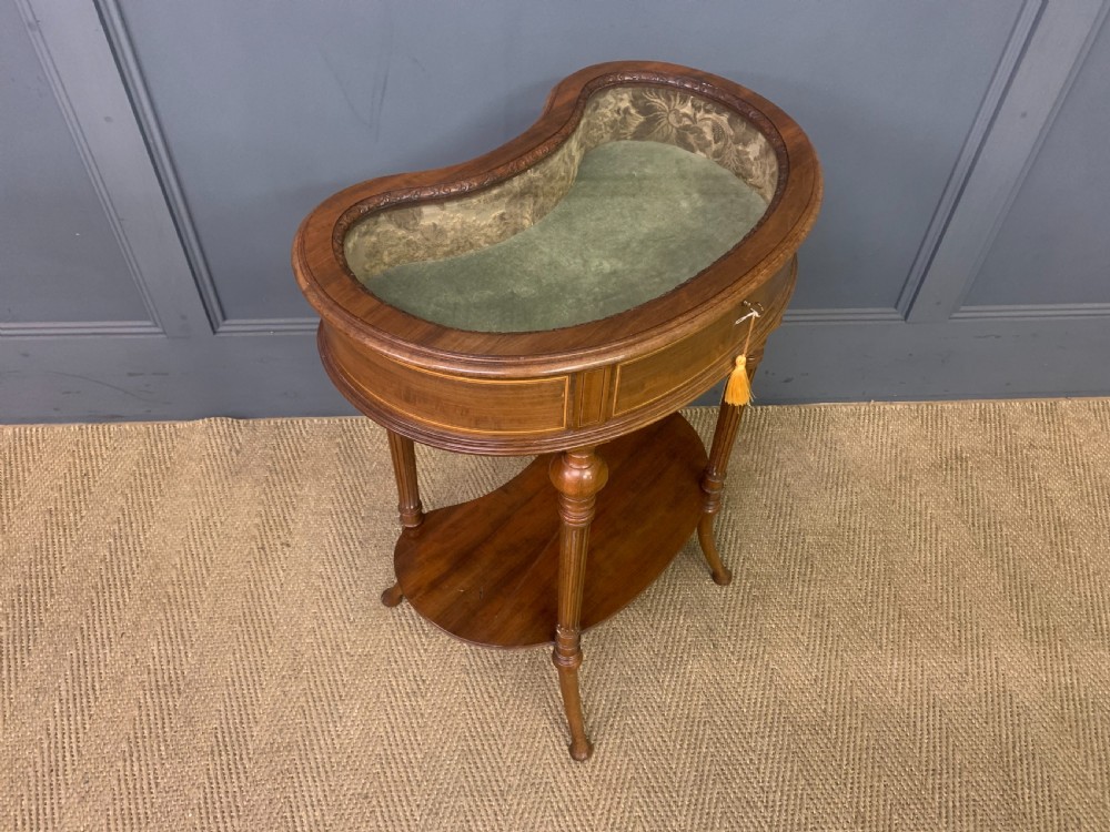 Mahogany and Satinwood Kidney Shaped Bijouterie Table View XIV