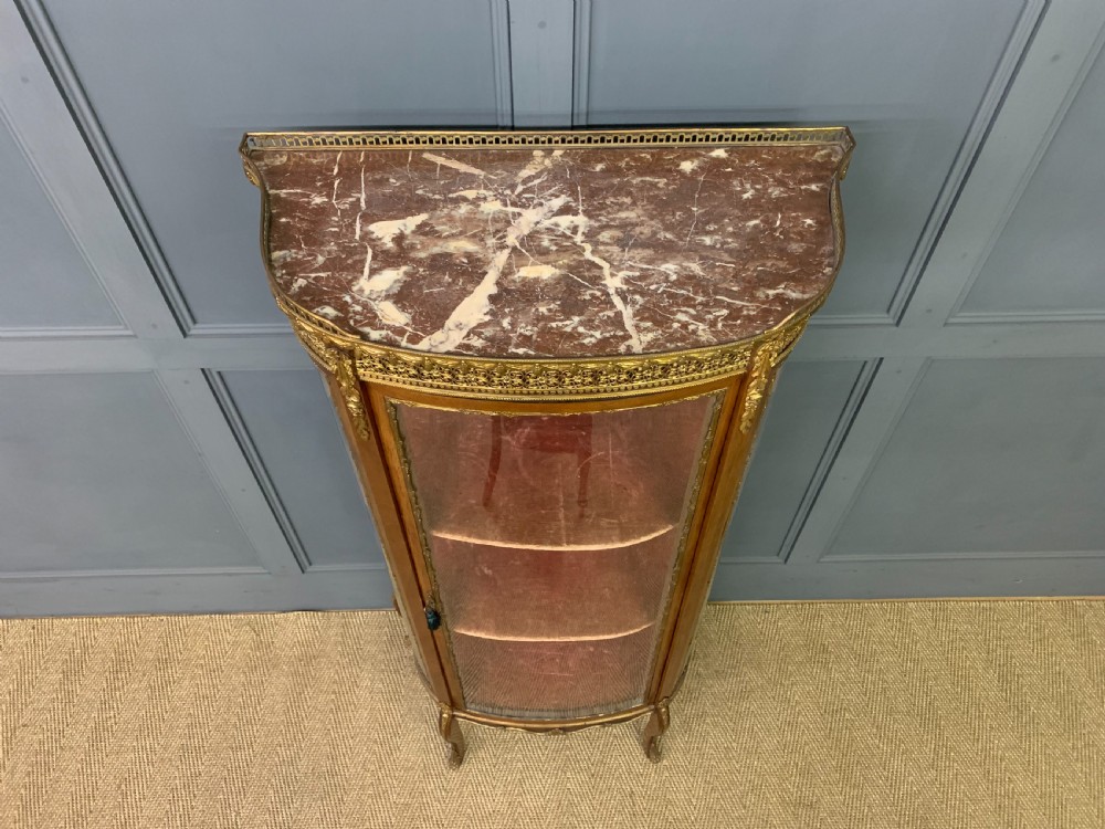 French Mahogany Marble Topped Vitrine View V