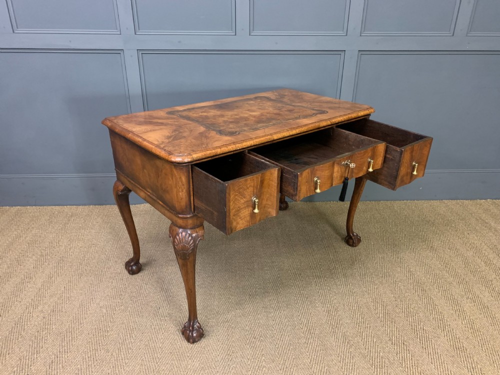 Queen Anne Style Burr Walnut Writing Desk View XIII