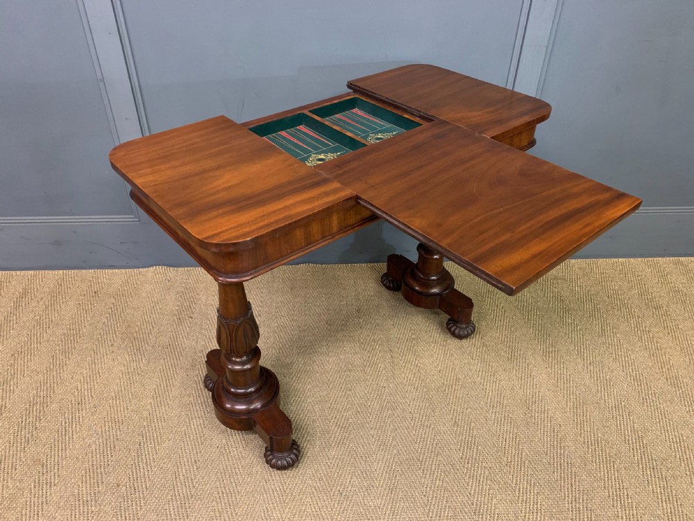 Early Victorian Mahogany Games Table View X