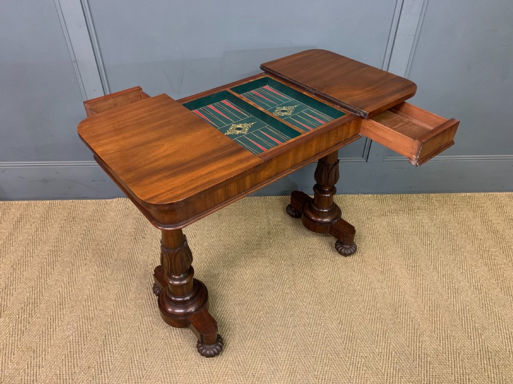 Early Victorian Mahogany Games Table View XII