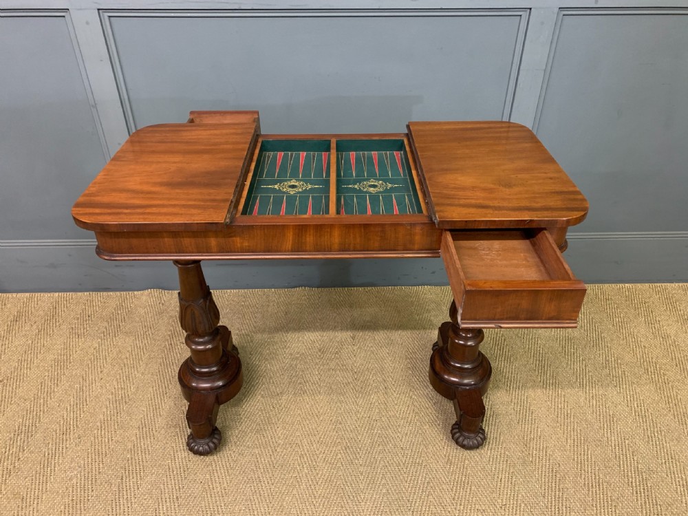 Early Victorian Mahogany Games Table View XIII