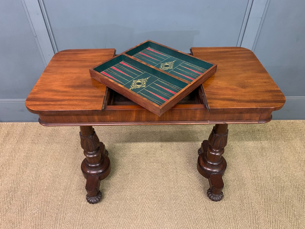 Early Victorian Mahogany Games Table View XVI