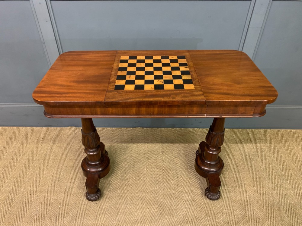 Early Victorian Mahogany Games Table View XVII