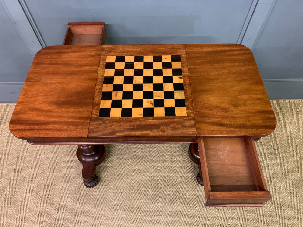 Early Victorian Mahogany Games Table View XVIII
