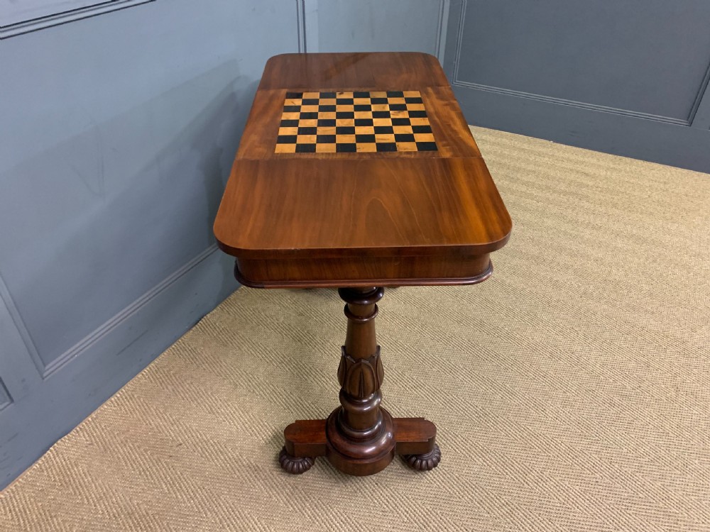 Early Victorian Mahogany Games Table View XX