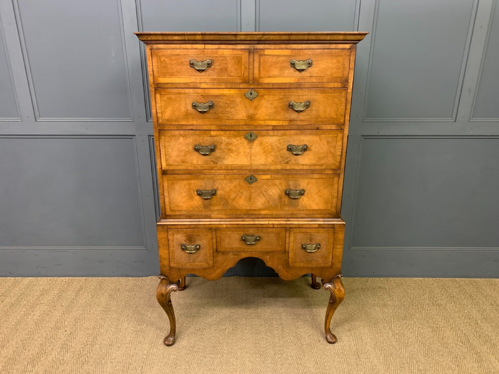 Burr Walnut Chest on Stand or Tallboy