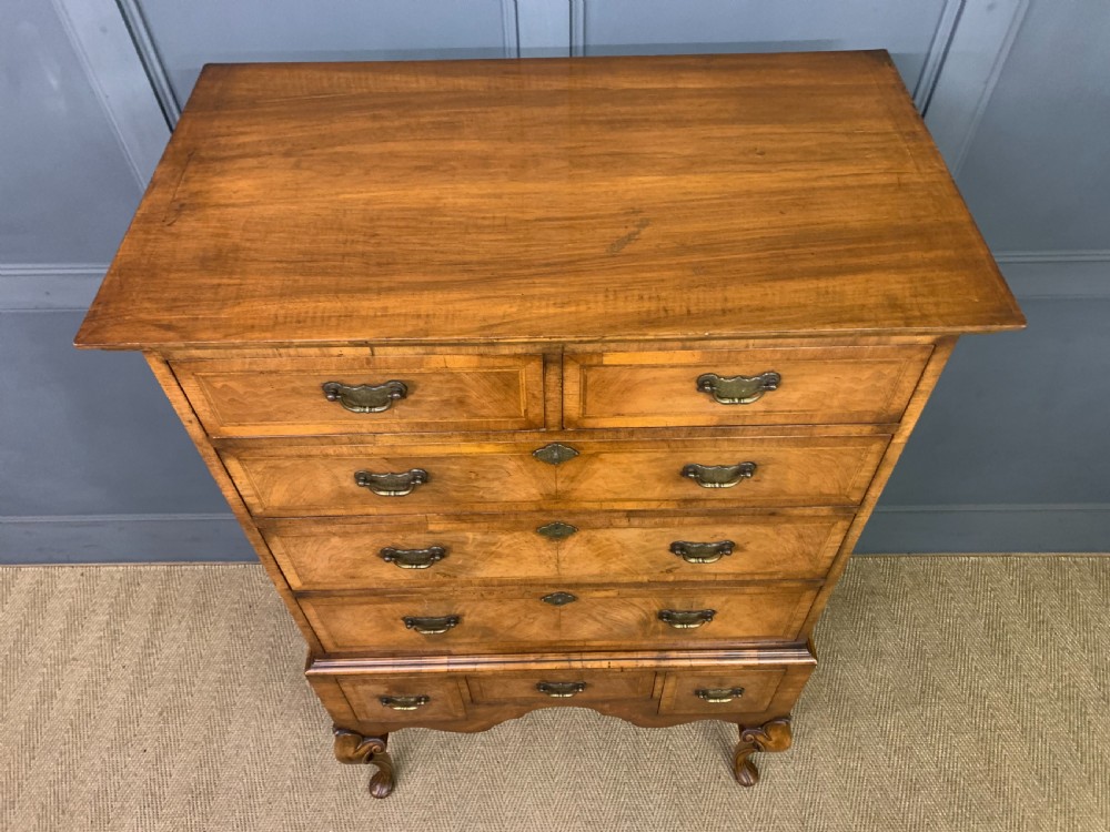 Burr Walnut Chest on Stand or Tallboy View II