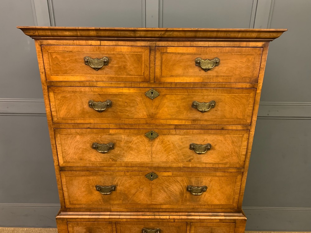 Burr Walnut Chest on Stand or Tallboy View VI