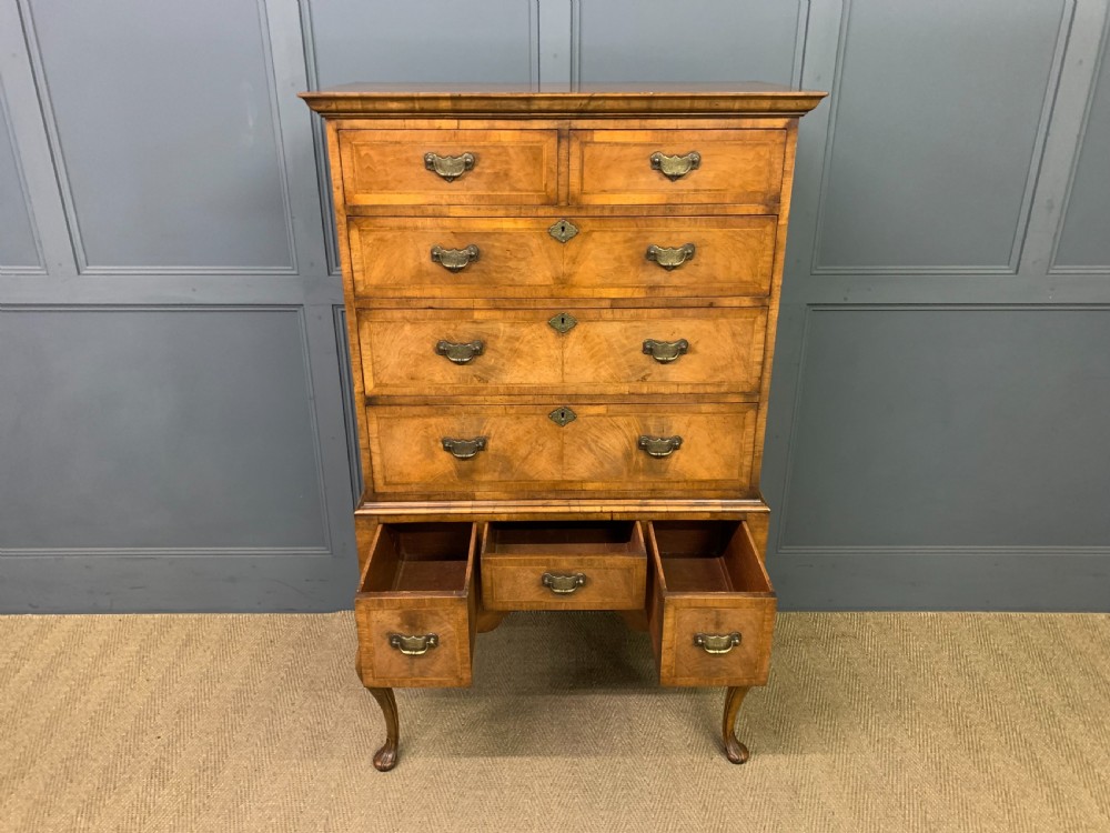 Burr Walnut Chest on Stand or Tallboy View VII