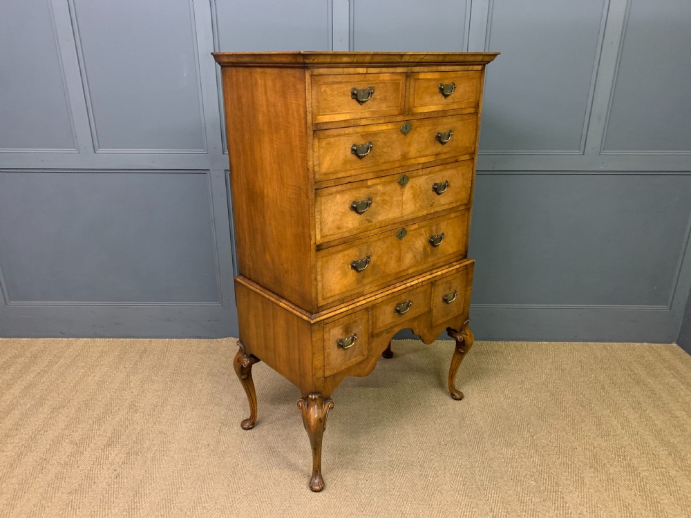 Burr Walnut Chest on Stand or Tallboy View VIII