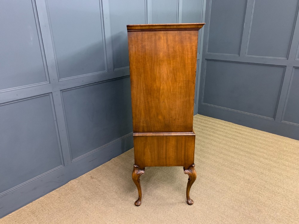 Burr Walnut Chest on Stand or Tallboy View X