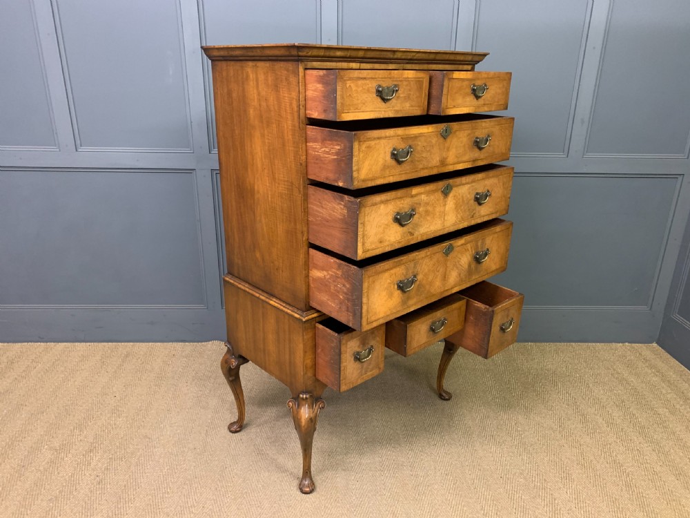 Burr Walnut Chest on Stand or Tallboy View XI