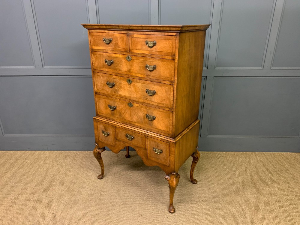 Burr Walnut Chest on Stand or Tallboy View XIII