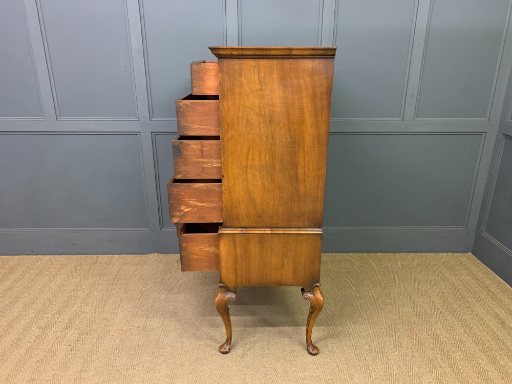 Burr Walnut Chest on Stand or Tallboy View XIV