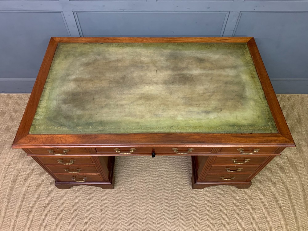 Large Edwardian Walnut Pedestal Desk View IV
