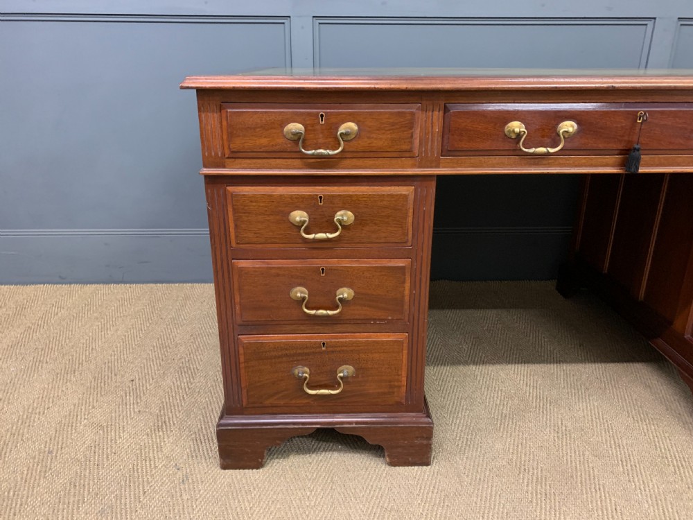 Large Edwardian Walnut Pedestal Desk View V