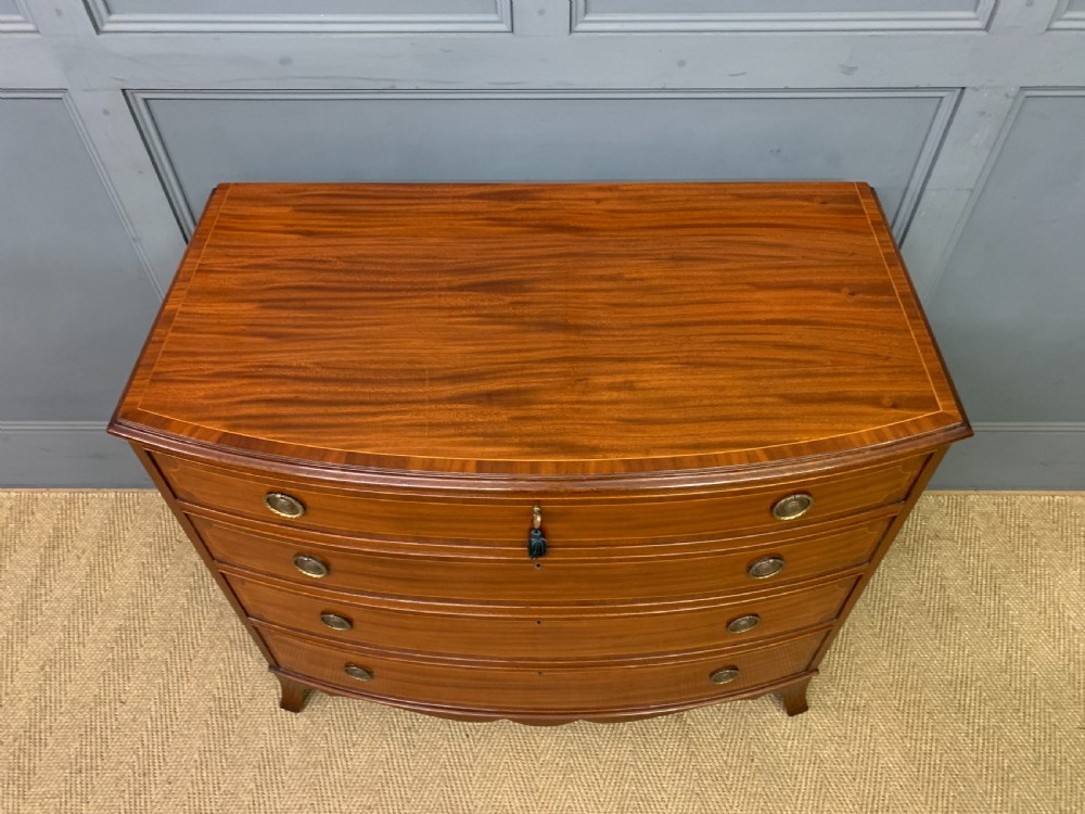 Edwardian Period Inlaid Mahogany Bow Fronted Chest of Drawers View III