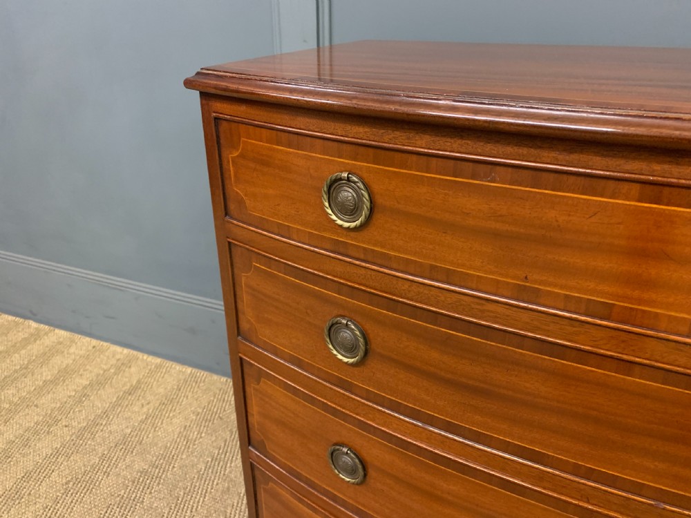 Edwardian Period Inlaid Mahogany Bow Fronted Chest of Drawers View IV