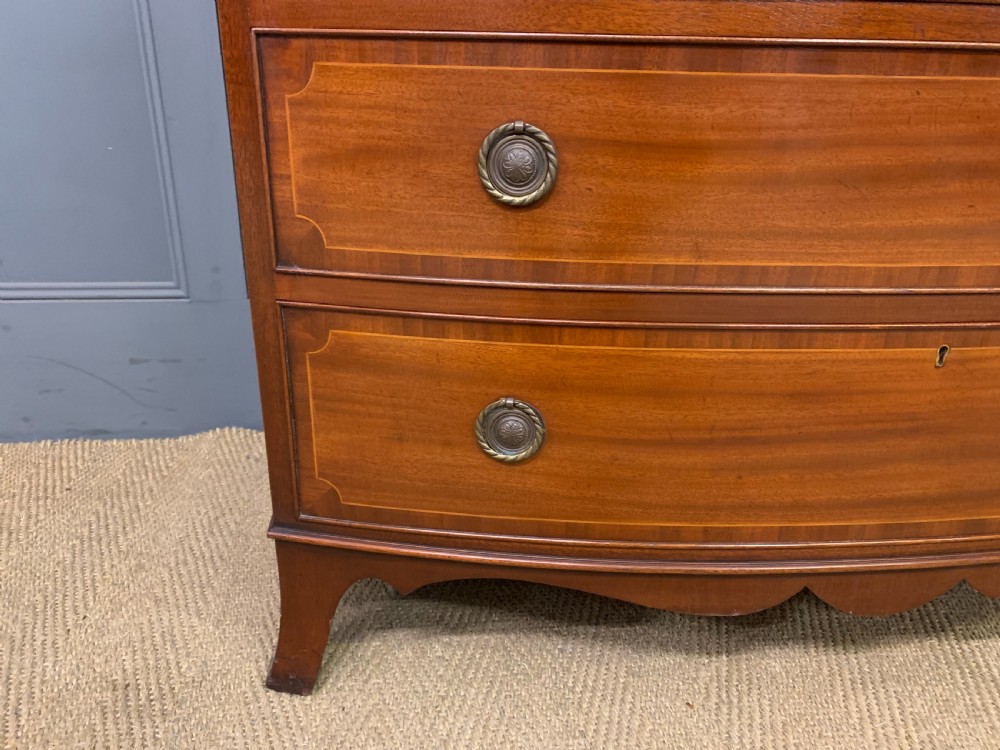 Edwardian Period Inlaid Mahogany Bow Fronted Chest of Drawers View V