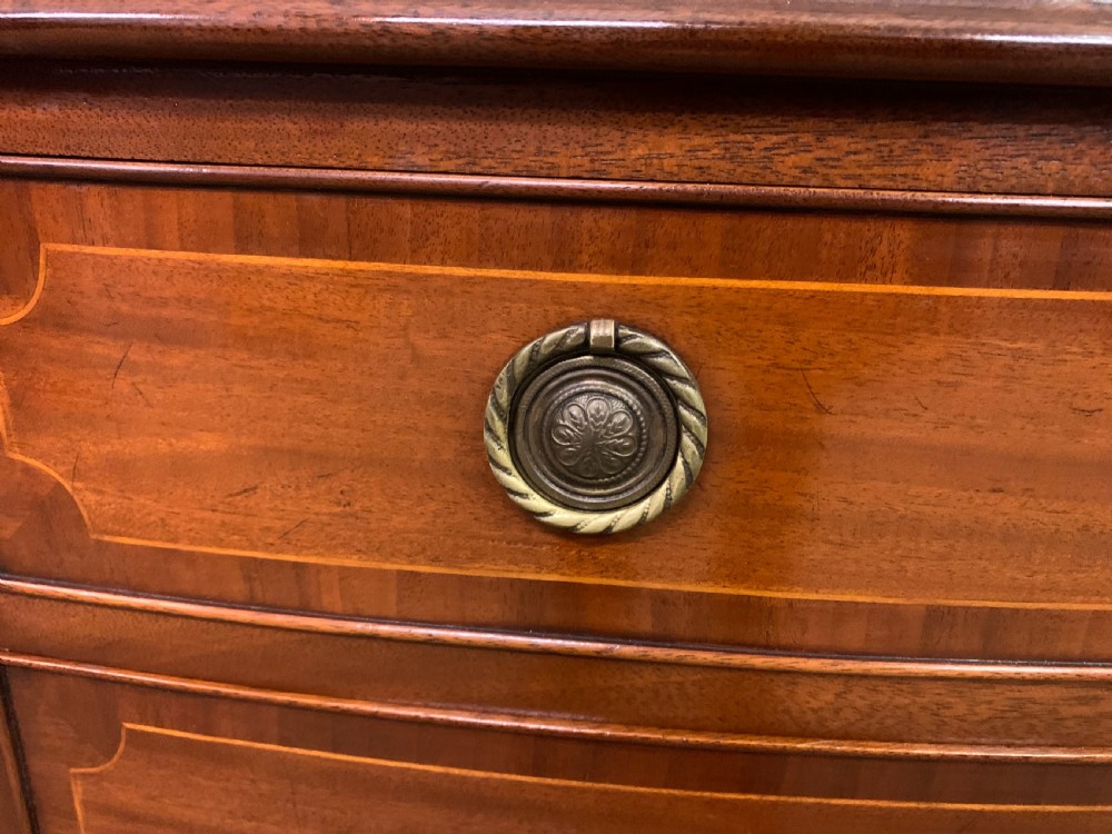 Edwardian Period Inlaid Mahogany Bow Fronted Chest of Drawers View VI