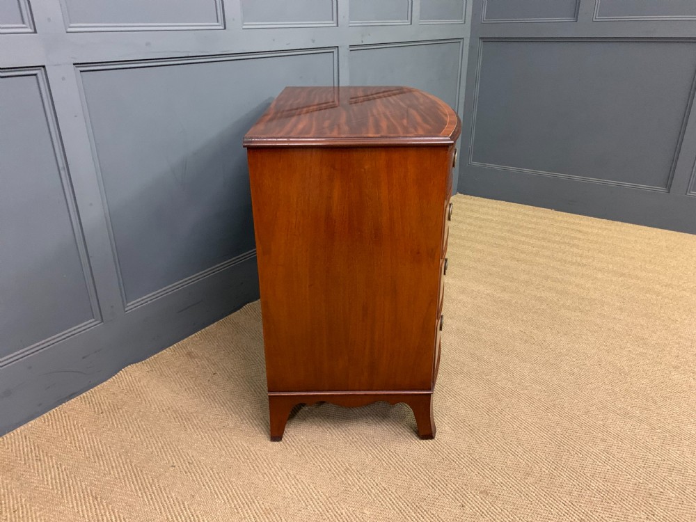Edwardian Period Inlaid Mahogany Bow Fronted Chest of Drawers View VIII