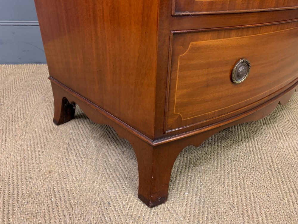 Edwardian Period Inlaid Mahogany Bow Fronted Chest of Drawers View IX