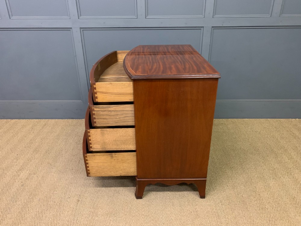 Edwardian Period Inlaid Mahogany Bow Fronted Chest of Drawers View XIII