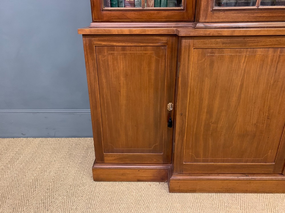 Sheraton Revival Mahogany Breakfront Bookcase View VII