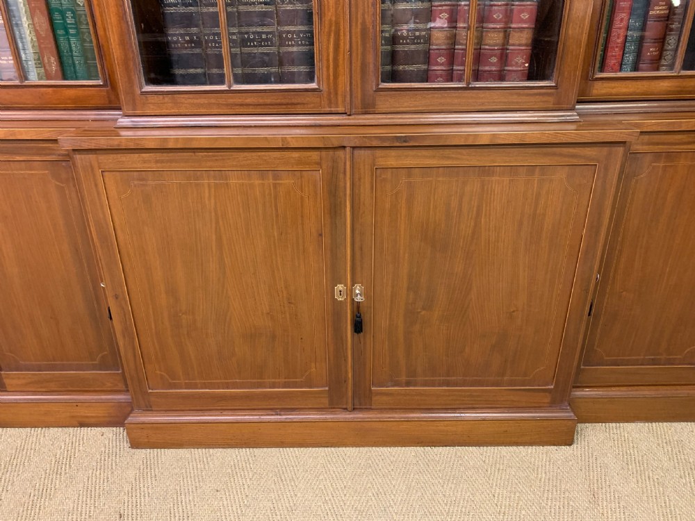 Sheraton Revival Mahogany Breakfront Bookcase View VIII