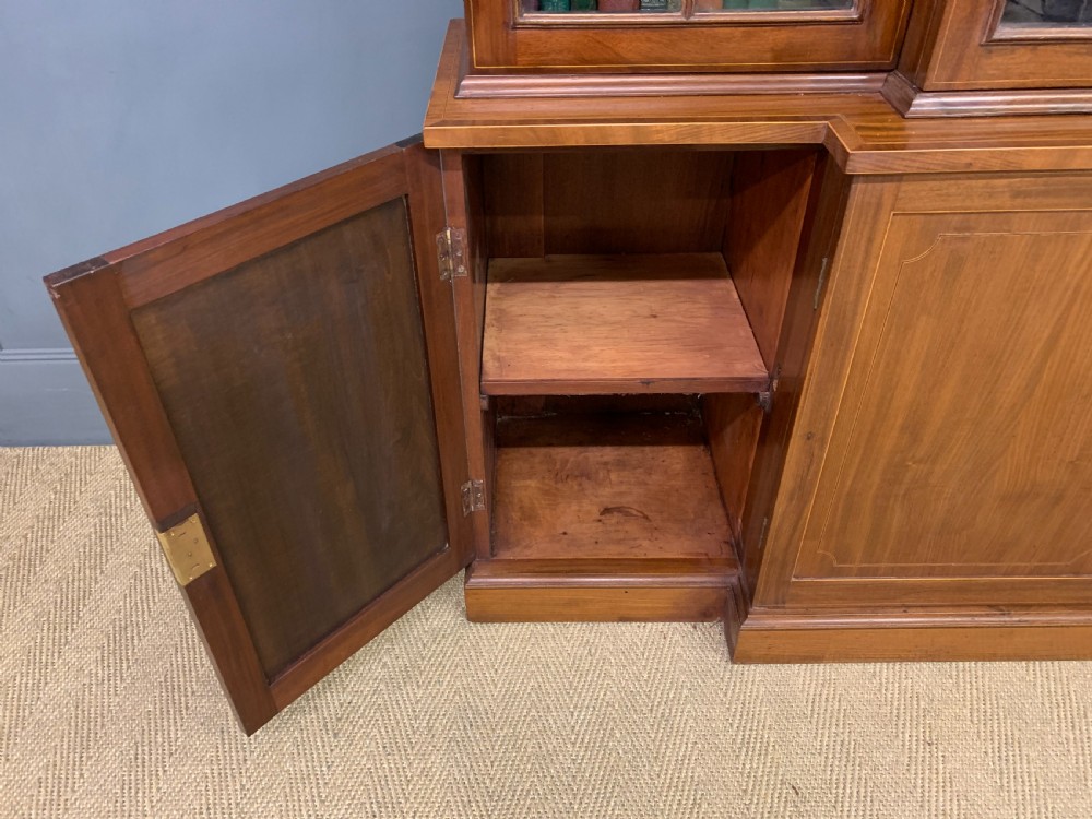 Sheraton Revival Mahogany Breakfront Bookcase View XII