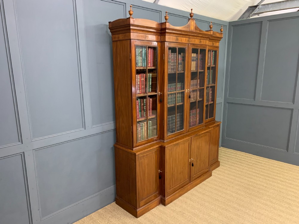 Sheraton Revival Mahogany Breakfront Bookcase View XIII