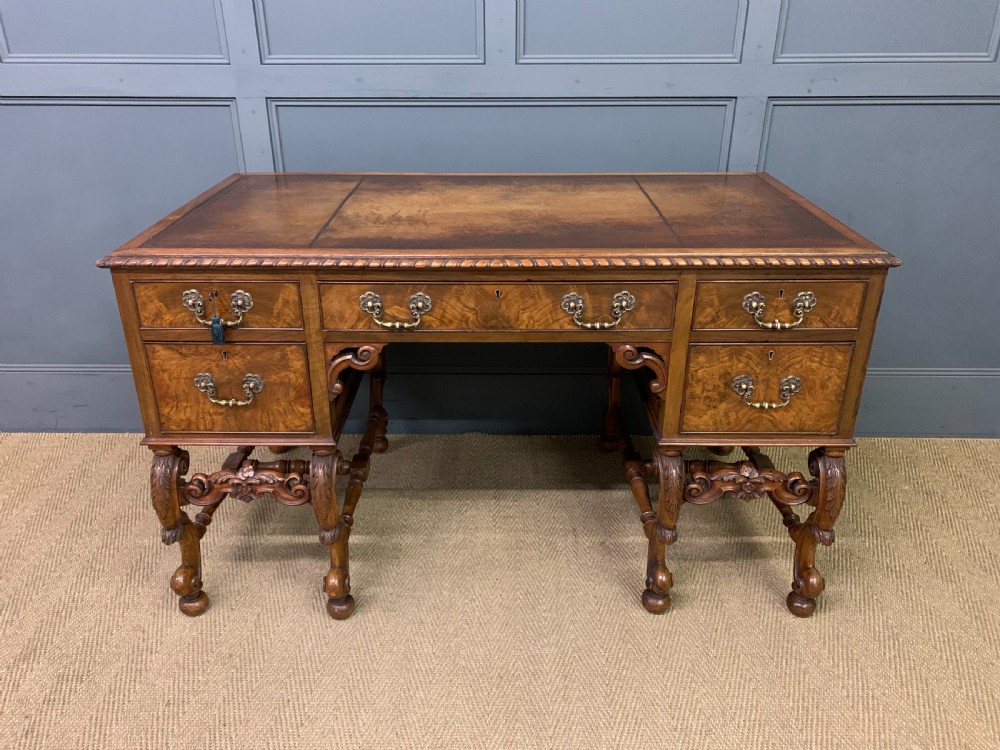 Burr Walnut Queen Anne Style Writing Desk