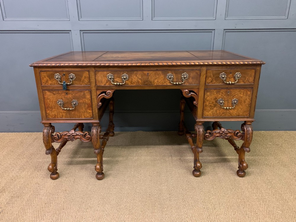 Burr Walnut Queen Anne Style Writing Desk View II