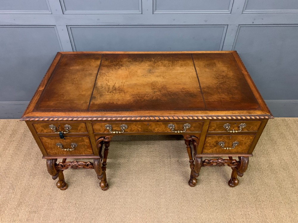 Burr Walnut Queen Anne Style Writing Desk View III
