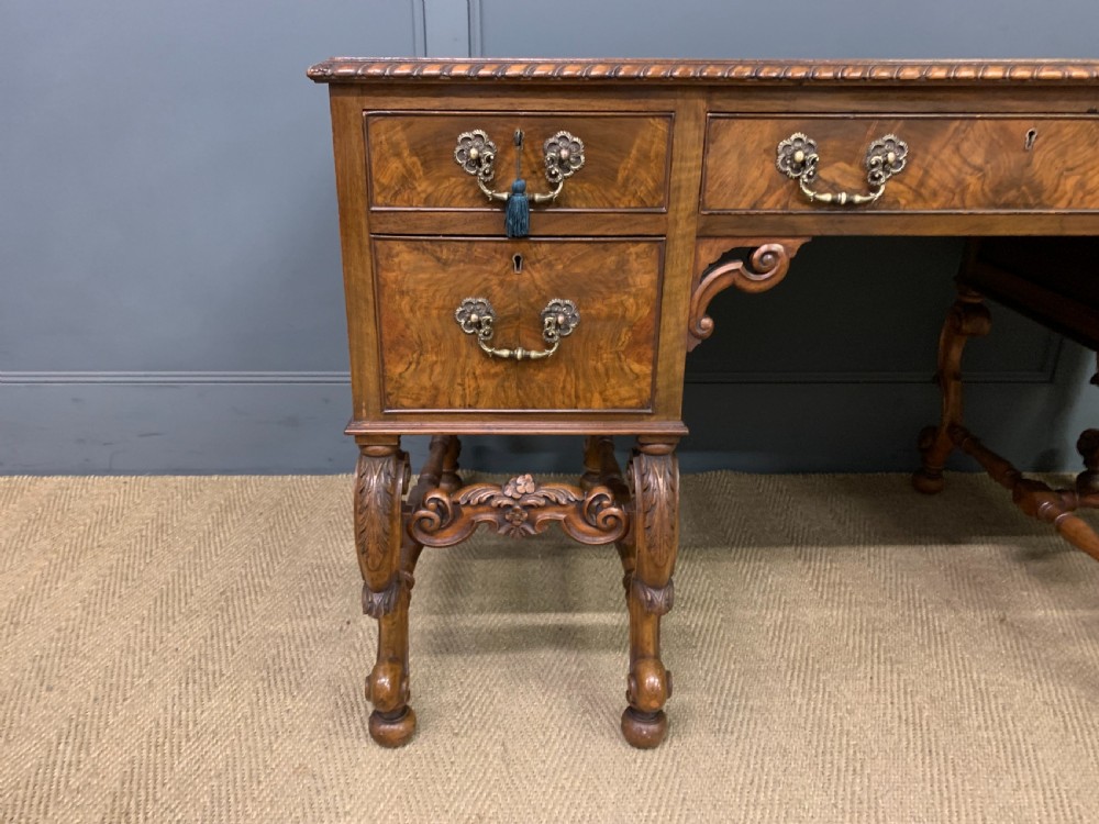 Burr Walnut Queen Anne Style Writing Desk View V