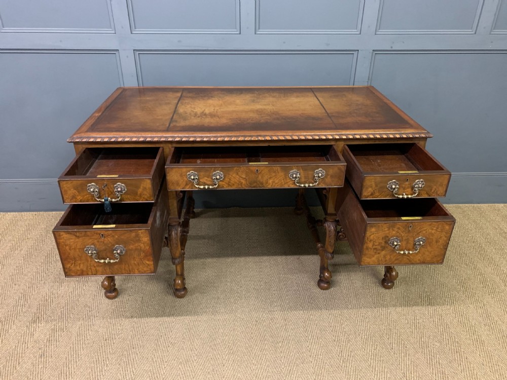 Burr Walnut Queen Anne Style Writing Desk View VIII