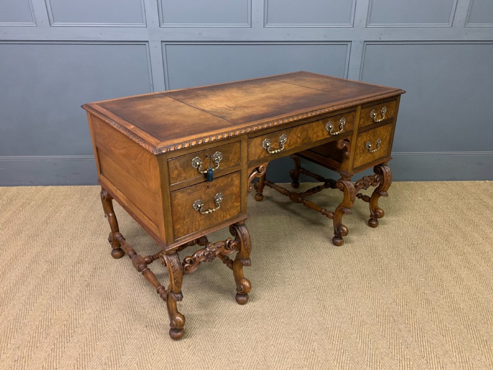 Burr Walnut Queen Anne Style Writing Desk View IX