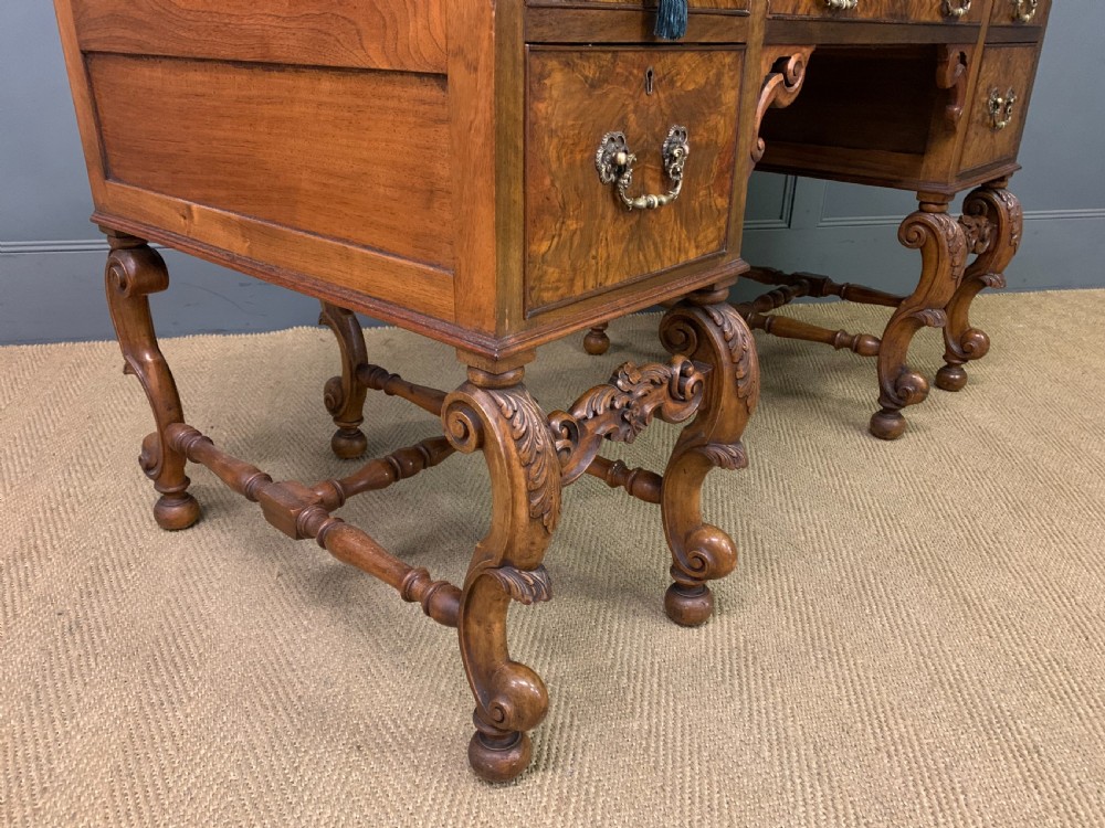 Burr Walnut Queen Anne Style Writing Desk View XI